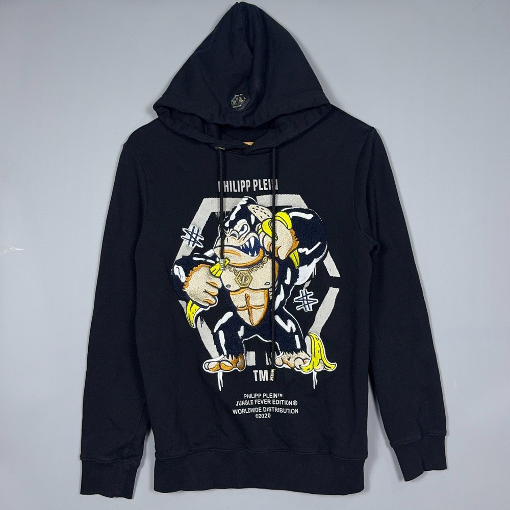 Philipp Plein Gorilla Hoodie Mens Size Medium Cotton Black Luxury Streetwear